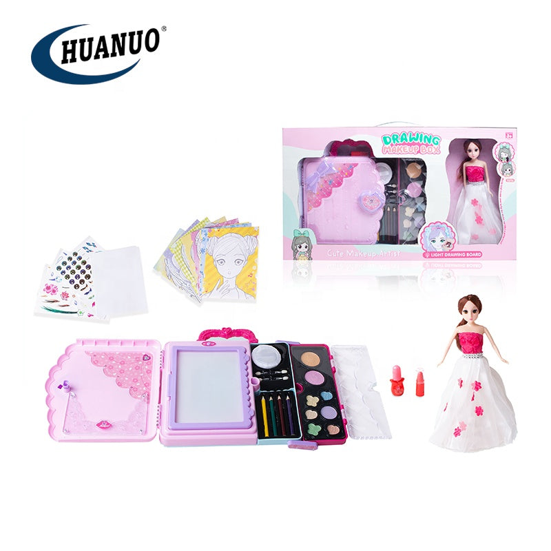 Drawing Board Game pink Kids Make up Set Box