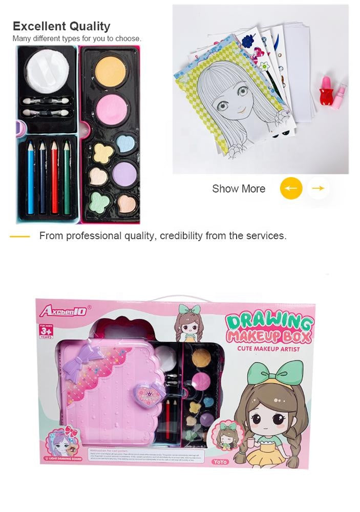 Drawing Board Game pink Kids Make up Set Box