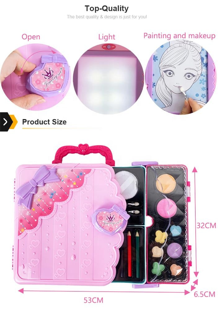 Drawing Board Game pink Kids Make up Set Box